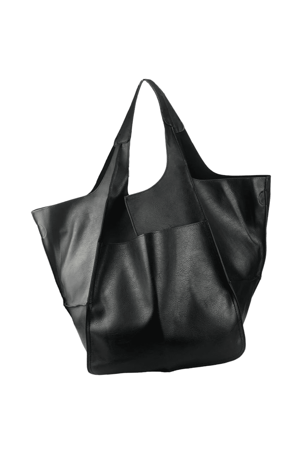 black leather tote
