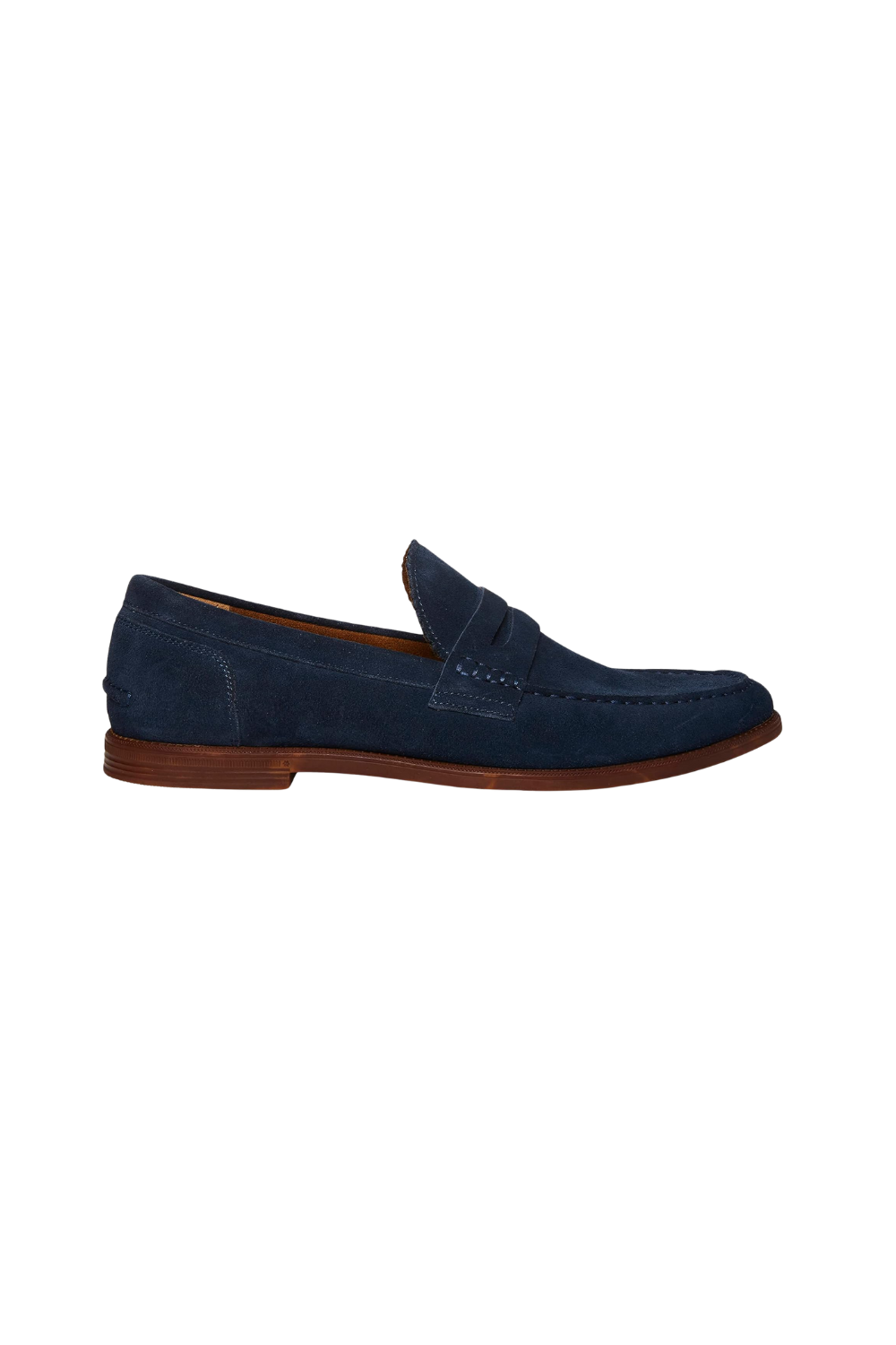 Navy leather peny loafers