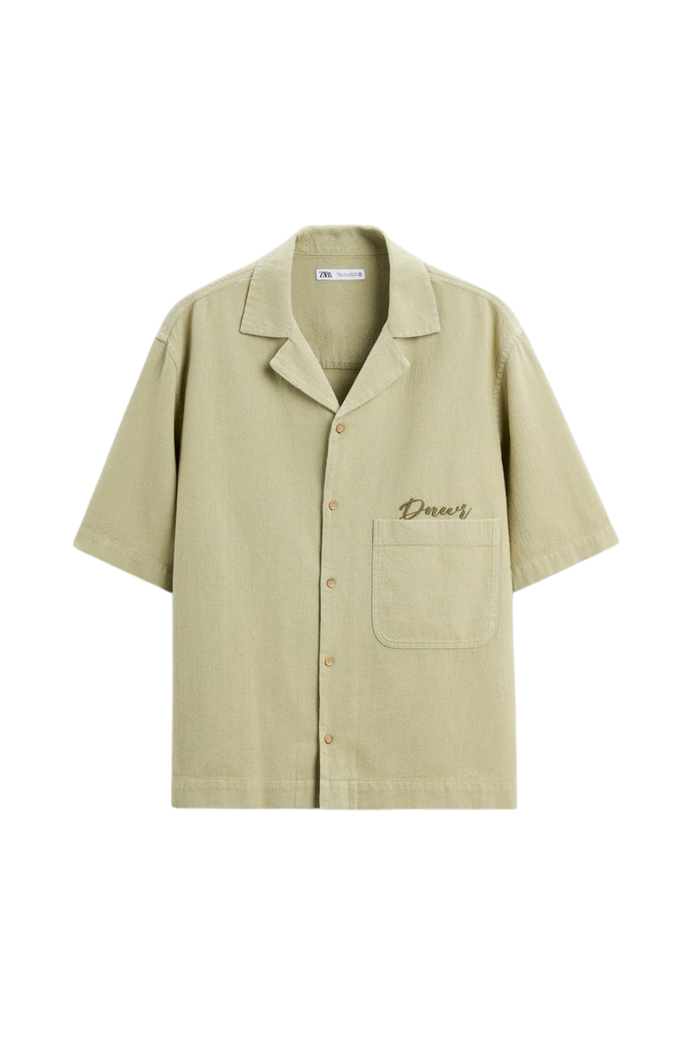 Light Khaki Structured Embroidered Shirt