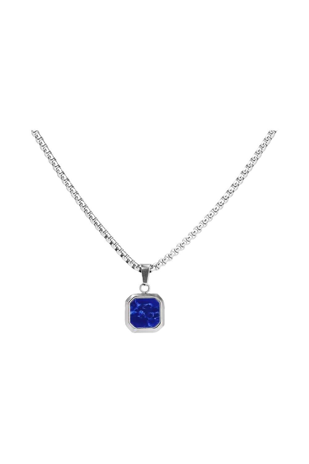 Silver Lapis Pendant Necklace 