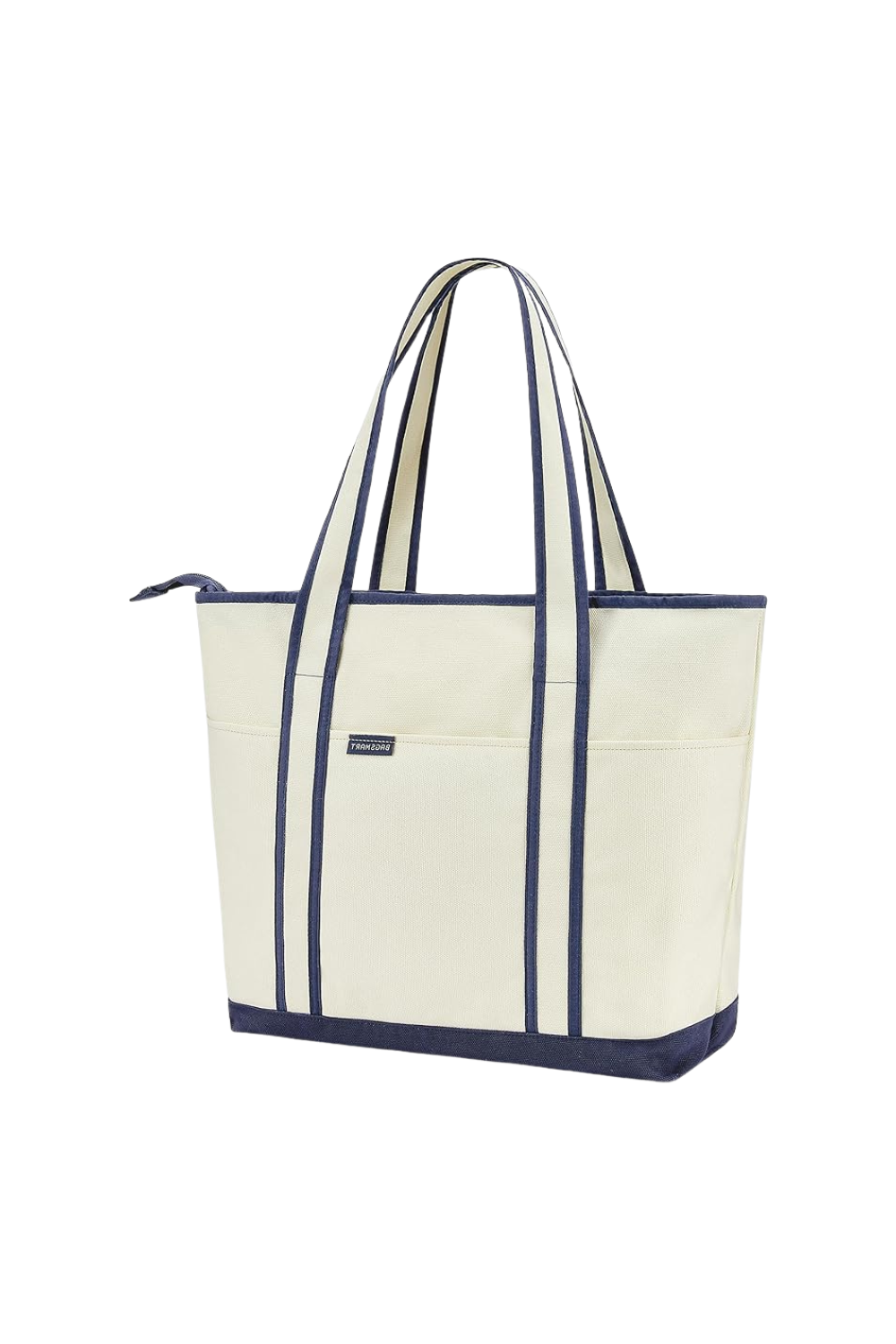 Cream/Navy canvas tote