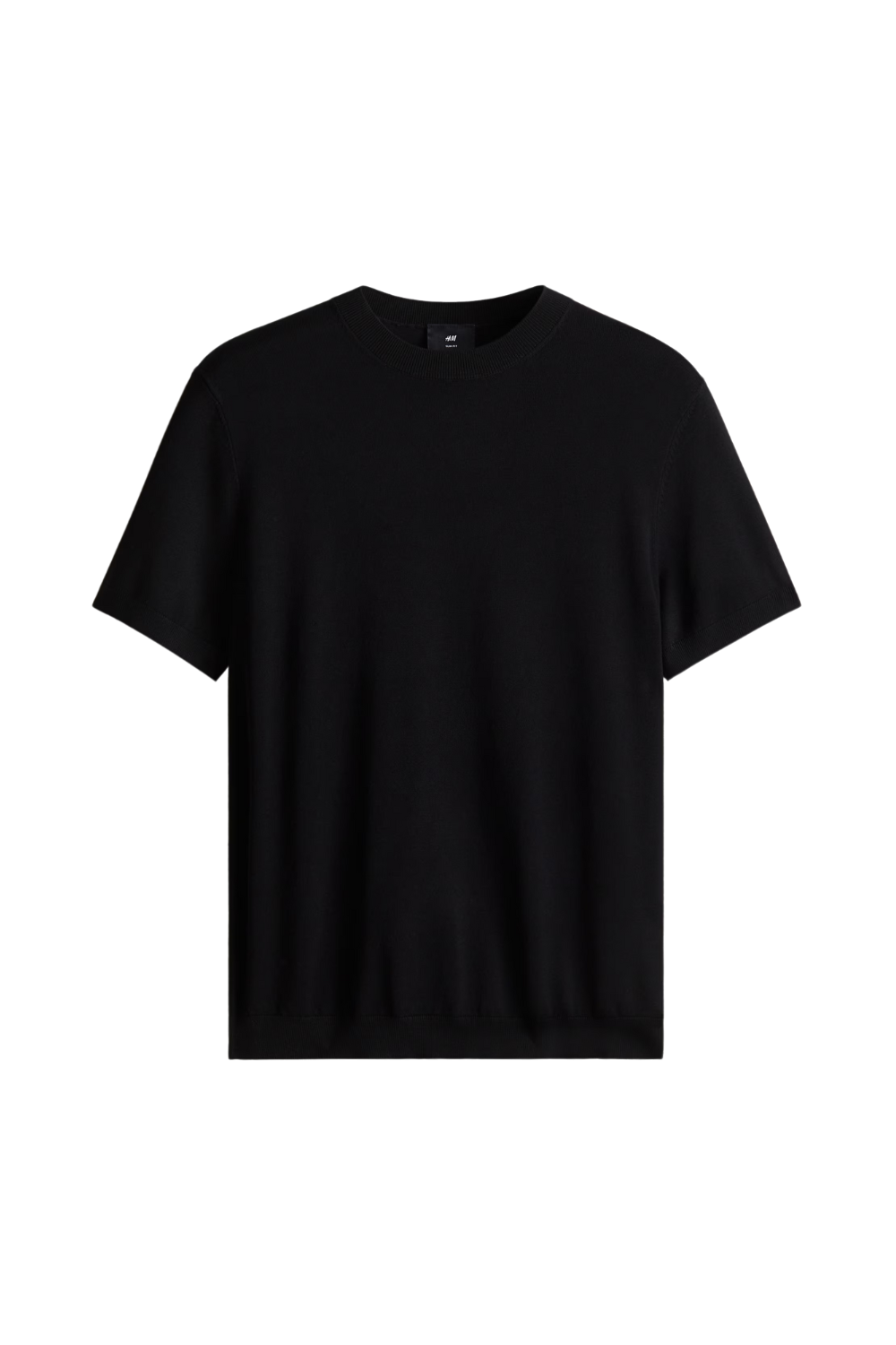 Black Slim-Fit Fine-Knit T-Shirt