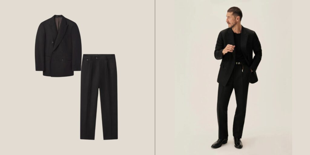 Mens linen suits. Double brasted suits inspired by 1970s California style. Great for smart summer workwear.