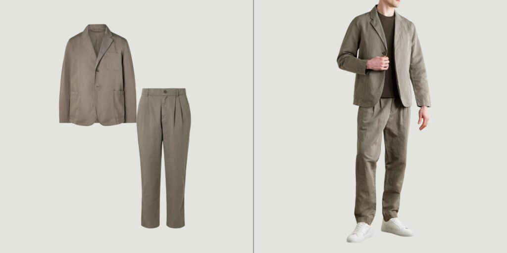 Unstructured Italian linen blazer and trousers for men by Mr. P. A perfect men's summer business suit and a travel suit