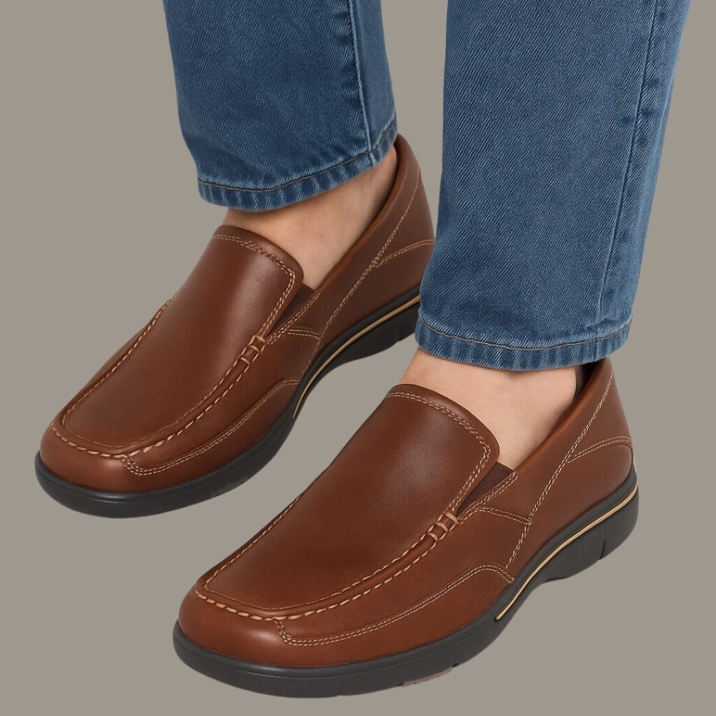 Rockport Men's Eberdon Slip-On Loafer – A durable pair of business casual loafers with a non-slip sole, great for daily office wear and urban walking.