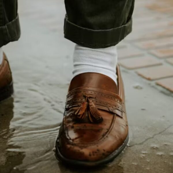 Man wearing a brown loafers for men