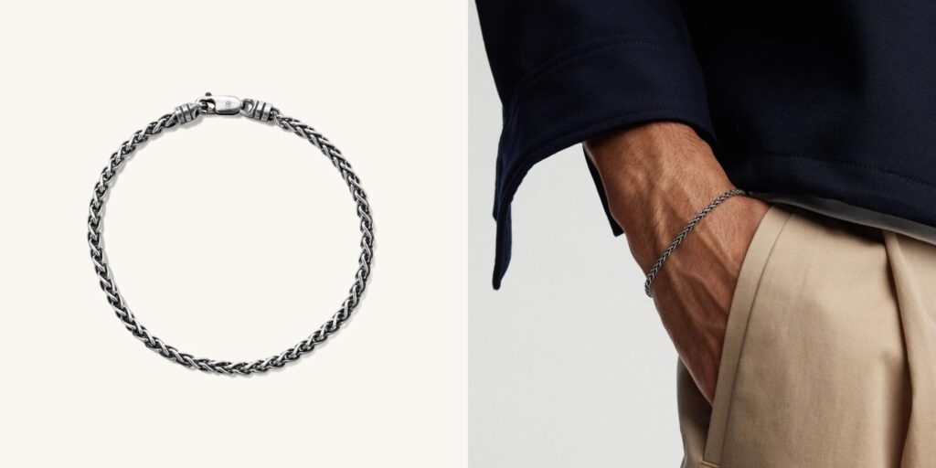Mejuri Men's Sterling Silver Wheat Chain Bracelet